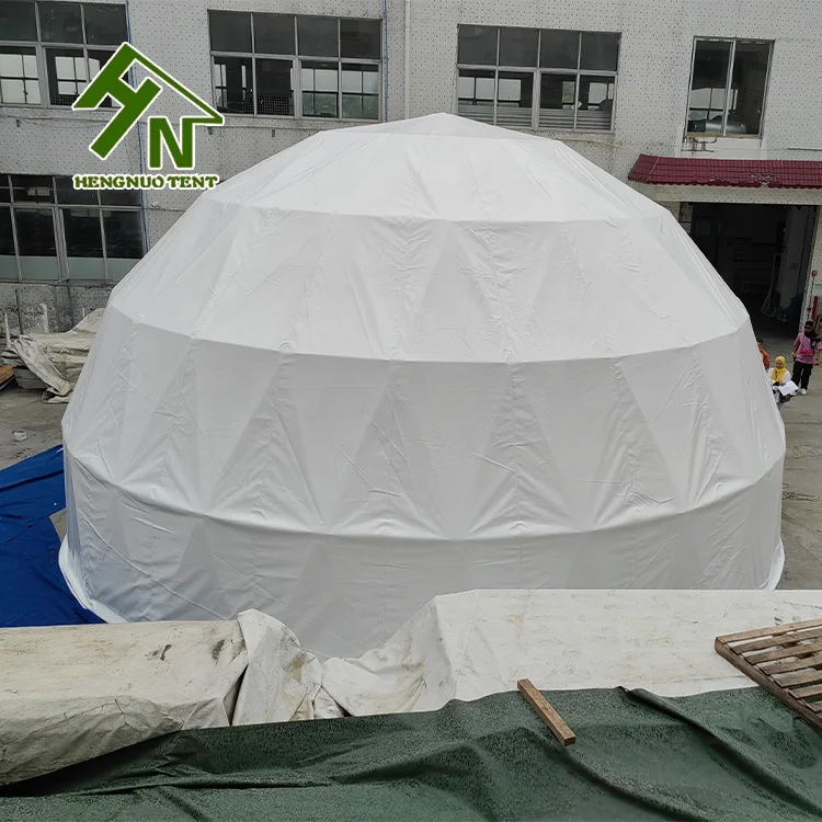 Большая выставочная палатка диаметром 10 м стальная труба круглая купольная уличная глэмпирная со стеклянной дверью