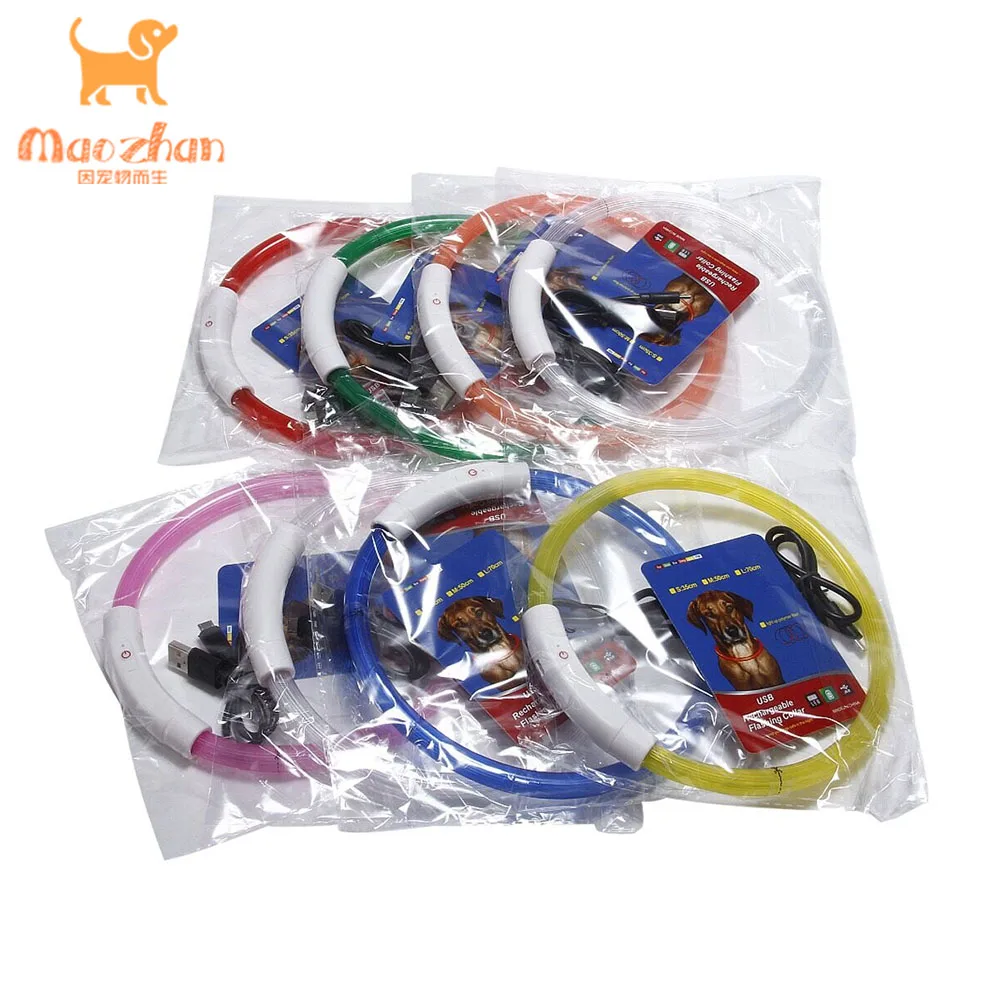 High Quality Pet Collars Accessories Supplies Adjustable Rechargeable Nylon Martingale  LED Flashing  Charm Dog Collar