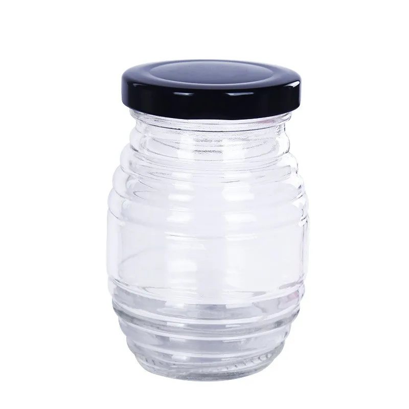 Factory Produced 250ml Empty Clear Food Storage Tank Glass Honey Jam Jar with Metal Cap