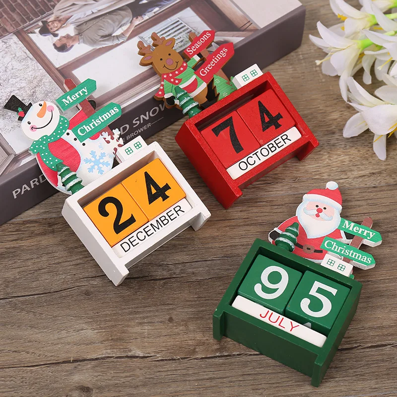 Wholesale Nice design Christmas wood creative calendar gift ornaments Santa Claus New Year wooden calendar table decorations