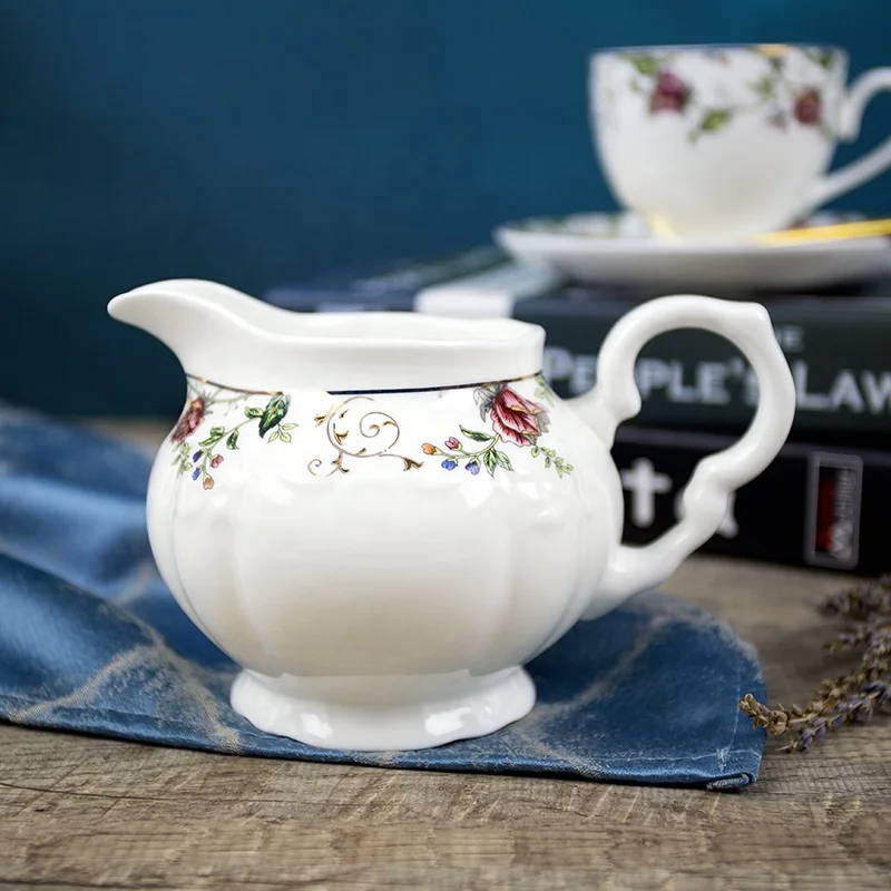 Wholesale and retail 15 pcs fine bone china ceramic gold flower decal porcelain tea set