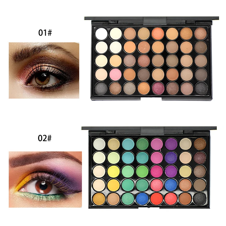 Earth smoky 40 color matte pearl pressed multichrome uv organic virgin eyeshadow sombras de ojos eye shadow palette custom logo