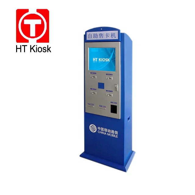 17 19 23 inch Telecom Kiosk Payment Kiosk SIM card dispenser Mobile Top up self service terminal machine card reader