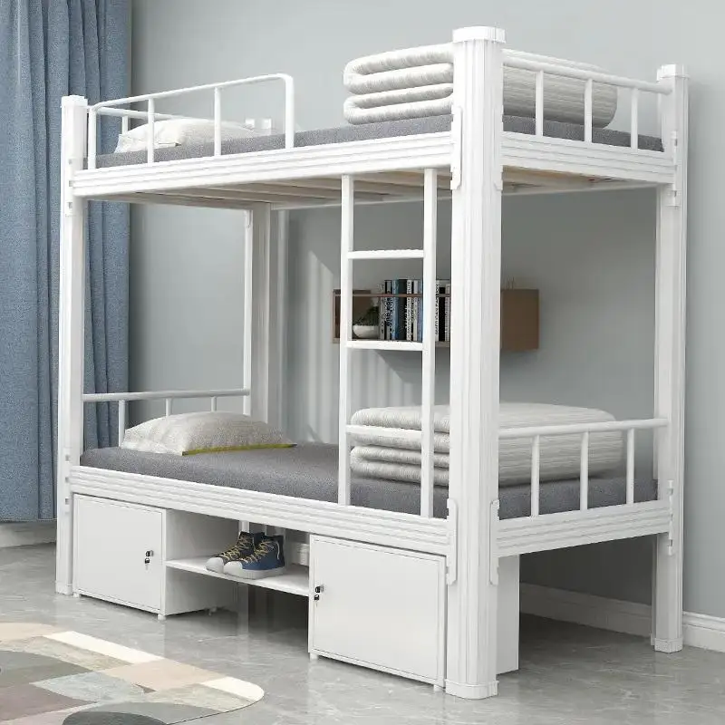 YML Easy Assembly Modern Dormitory Double Decker Bed For Adult With Storage Student Kids Metal Bunk Bed