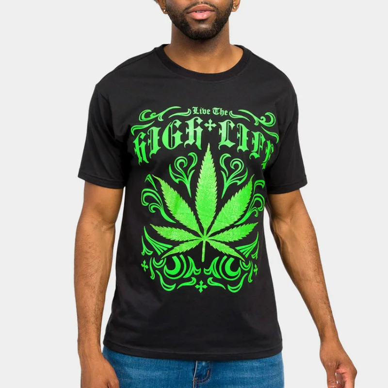 Short Fluorescent t shirts Custom Logo Clothing Apparels Reflective Logo Graphic T Shirt Cotton Mens Glow in the Dark T shirts