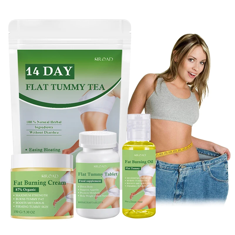 14 days Fast Weight Loss Shaped Skinny  Flat Tummy slimming Tea Fat Burner Pills Fat Burning Cream Massage Fat Burning Oil Set