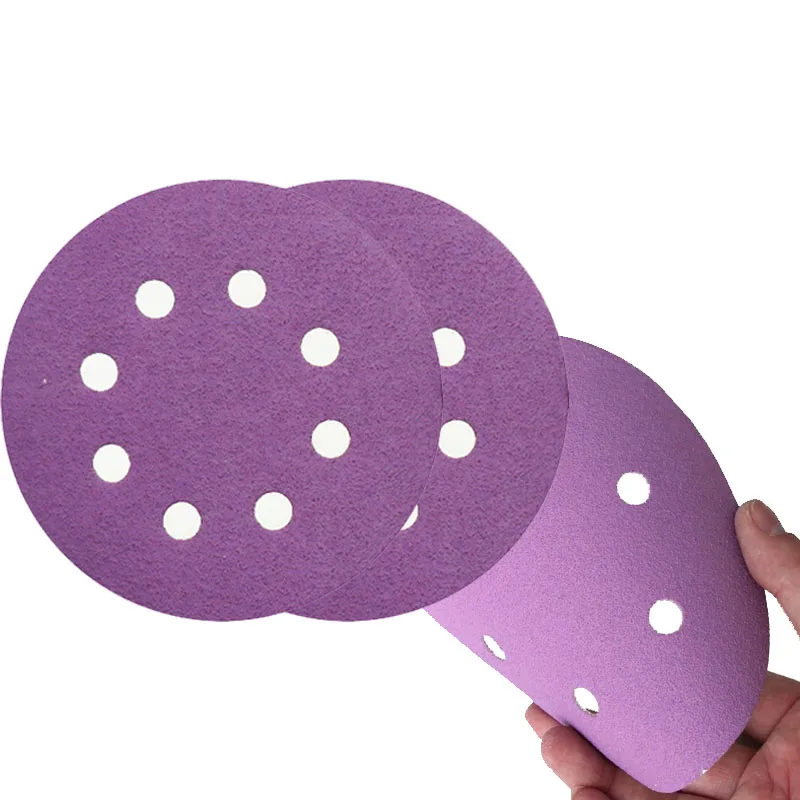 Abrasives tools purple ceramic flock sanding disc hook and loop sanding disc sandpaper 125mm sanding disc