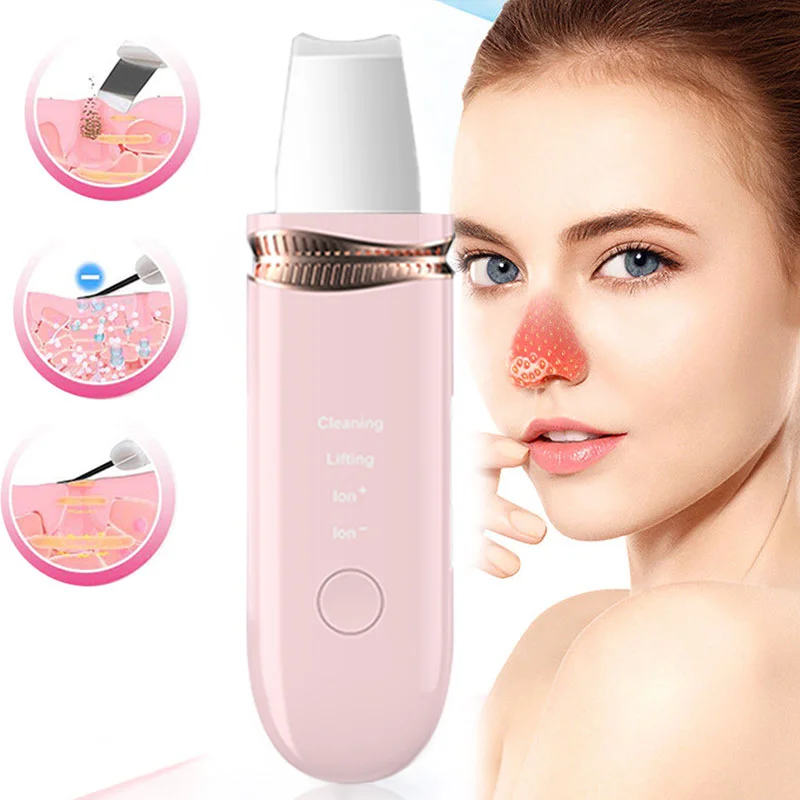 2023 Professional Electric facial dead skin peeling sonic cleaning ultrasonic skin scrubber blackhead remover face spatula