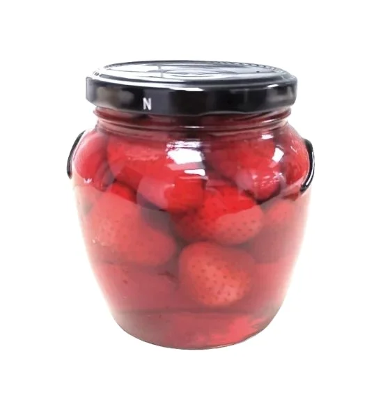 Fresh Taste Natural Product oem brand heavy syrup fruit Canned Strawberry in Glass Jar 580g tin