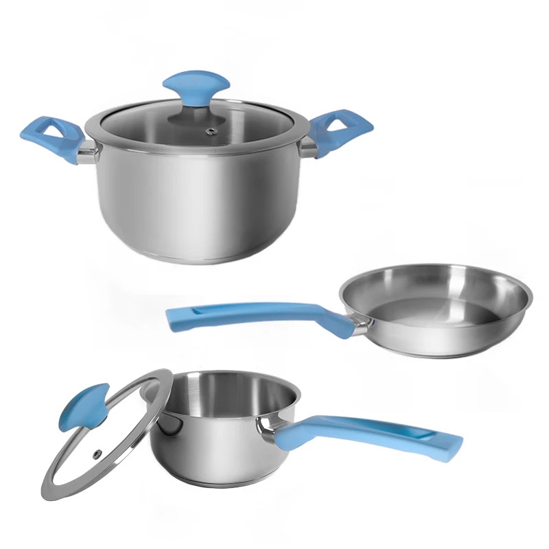 kitchenware cookwares 5pcs frypan casserole stainless steel kitchen cookware set