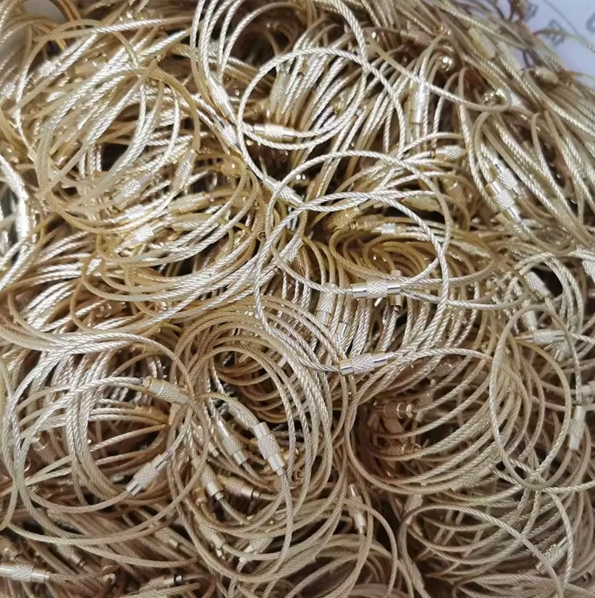 1.5mm 6 Inch Colorful Coated Stainless Steel Wire Ring Keychains Aircraft Cable Key Ring Loops For Hanging Luggage Tags Twist