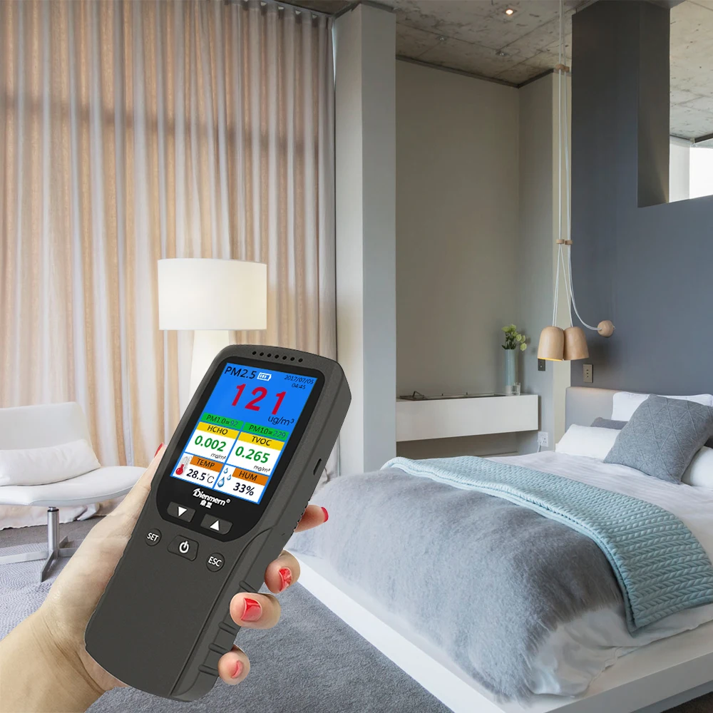 AIZYR Rechargeable Digital Multi-Gas Detector 4-Gas Monitor Meter Tester Analyzer with LCD Display for Air Quality Testing