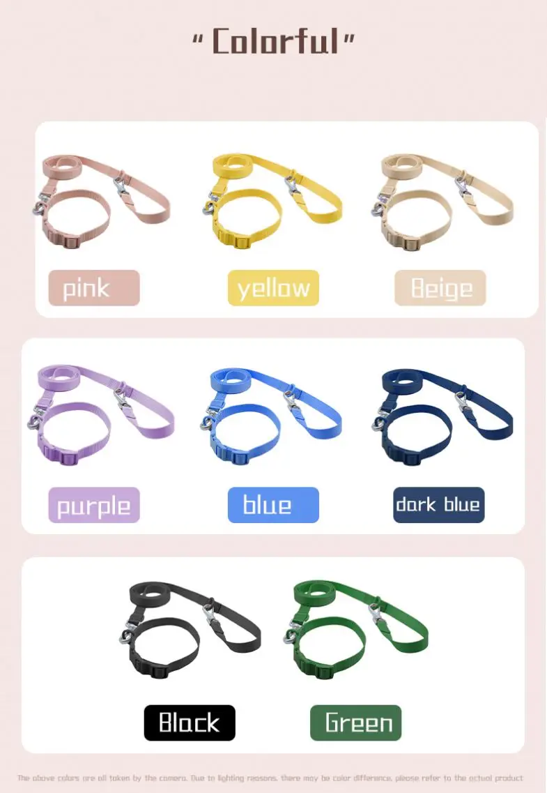 Muker Colorful Multifunction Nylon Dog Collar Leash Set Custom Color Pet Rope Leads Soft Polyester Webbing Wholesale