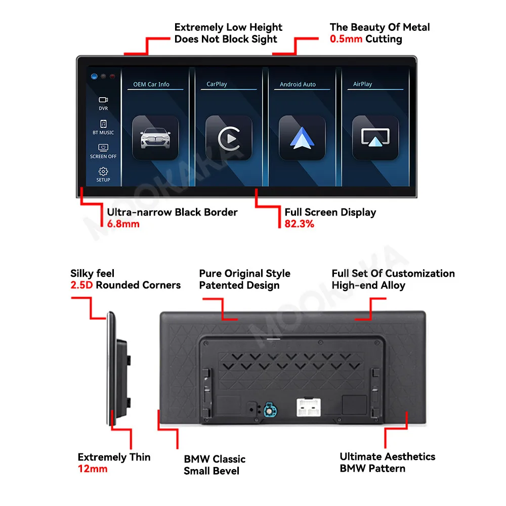 MOOKAKA 12.3 Inch Car Radio For BMW 5 Series F10/F18 2011-2012 Car Multimedia DVD Player GPS Navigation Car Stereo