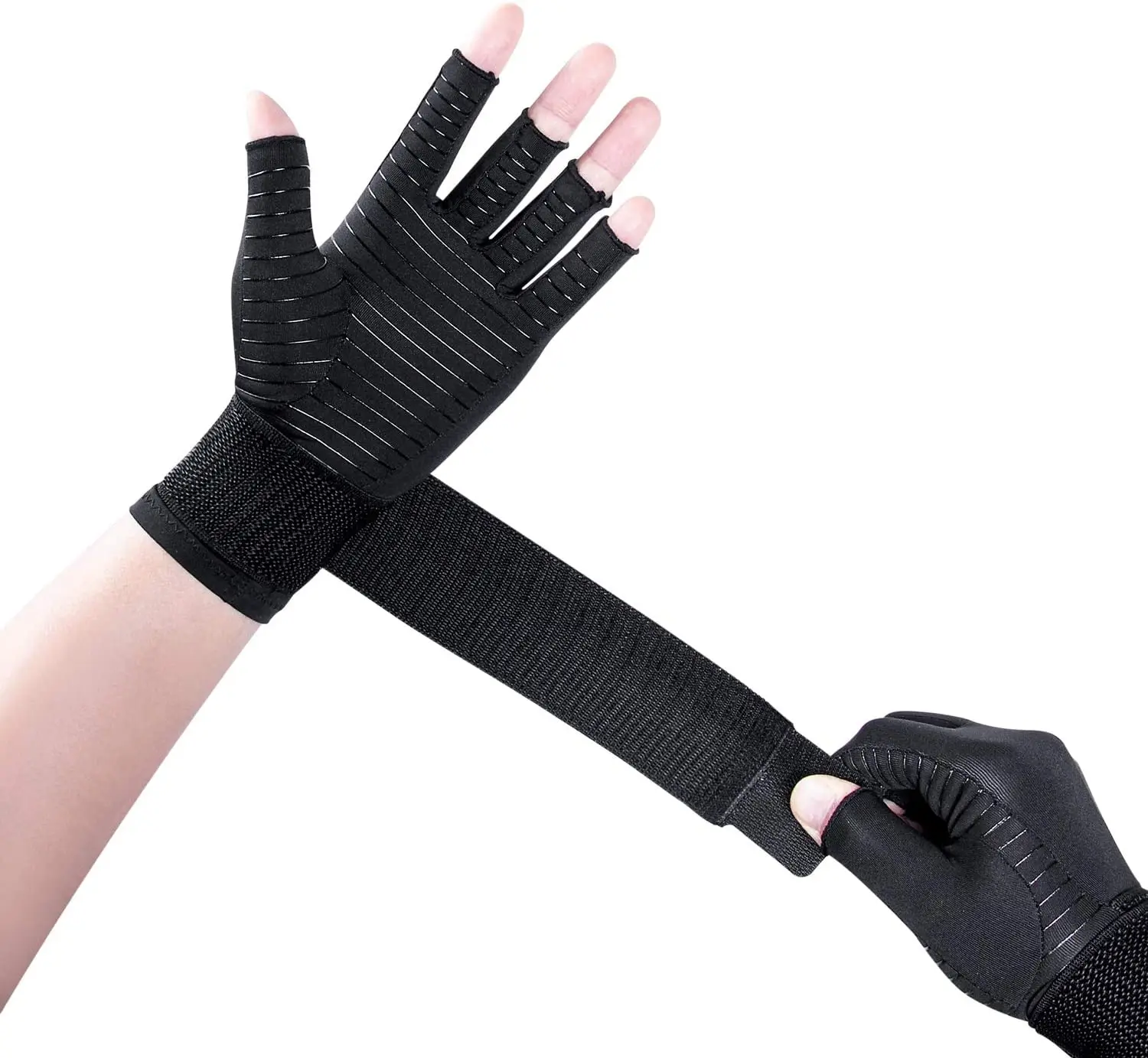 Daily nursing rehabilitation half - finger Therapeutic copper compression arthritis safety gloves