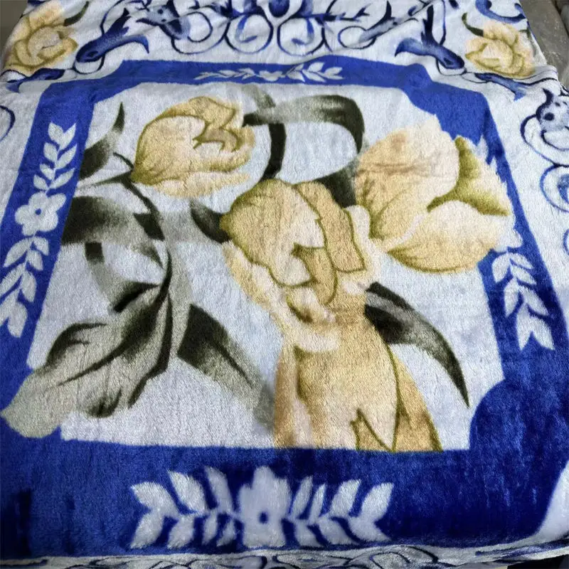 Wholesale Customizable Design 100% Polyester Soft Comfortable Printing Embossing Raschel Blanket Fabric for Winter