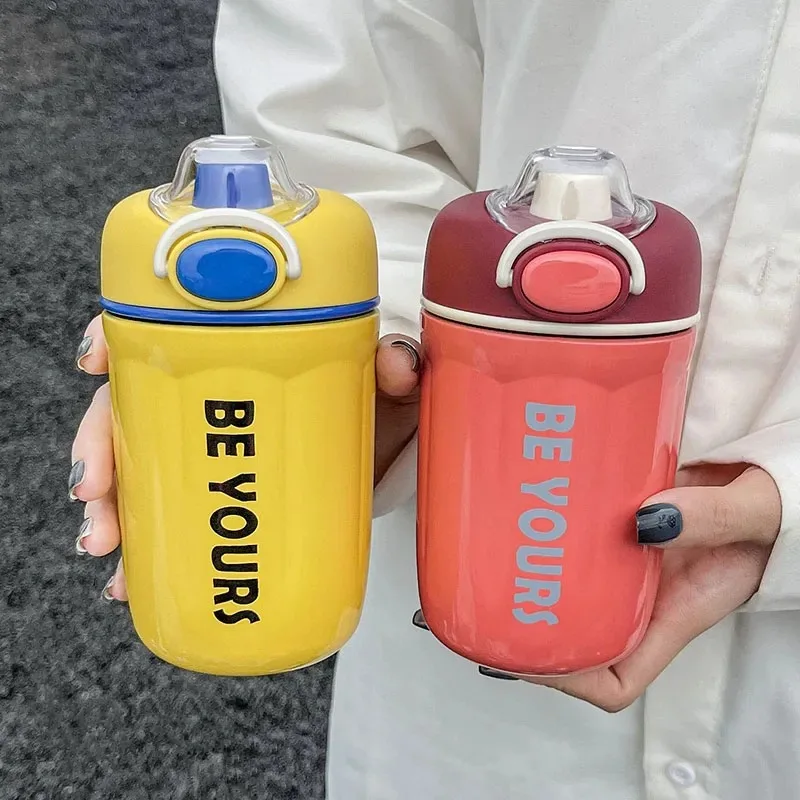 Simple Style Coffee Cup Thermo Insulated Stainless Steel Water Bottle Fashion Portable Outdoor Sports Fitness Office -
