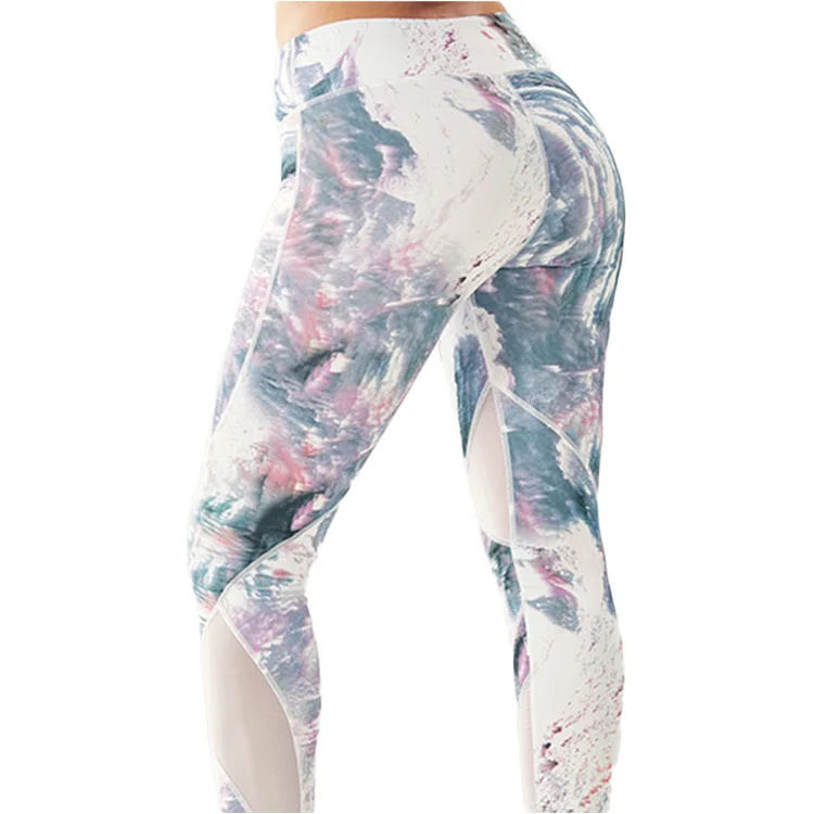 High quality gym wear 87 nylon and 13 spandex leggins womens workout printed leggings activewear hot sale yoga pants