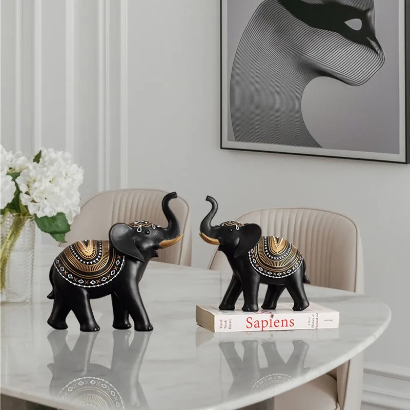 Nordic Elephant Home Study Living Room Wine Cabinet Room Desktop Decoration Auspicious Elephant Resin Handicraft Ornaments