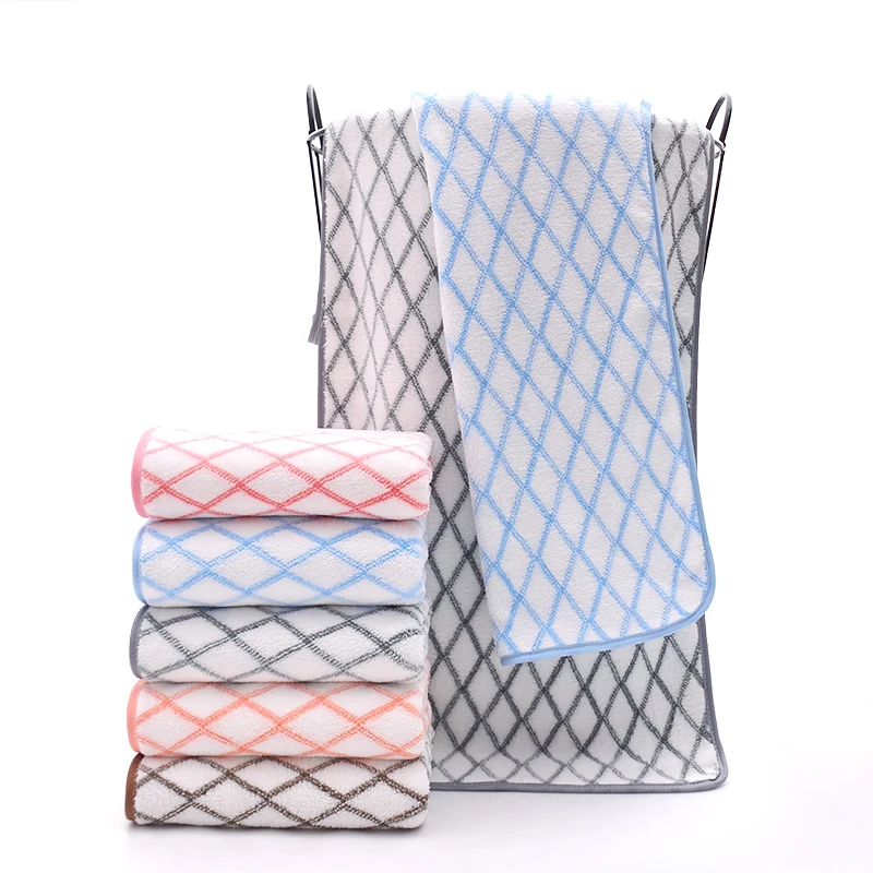 Factory hot water absorbing bathroom towel bath towel microfiber coral velvet bath towel