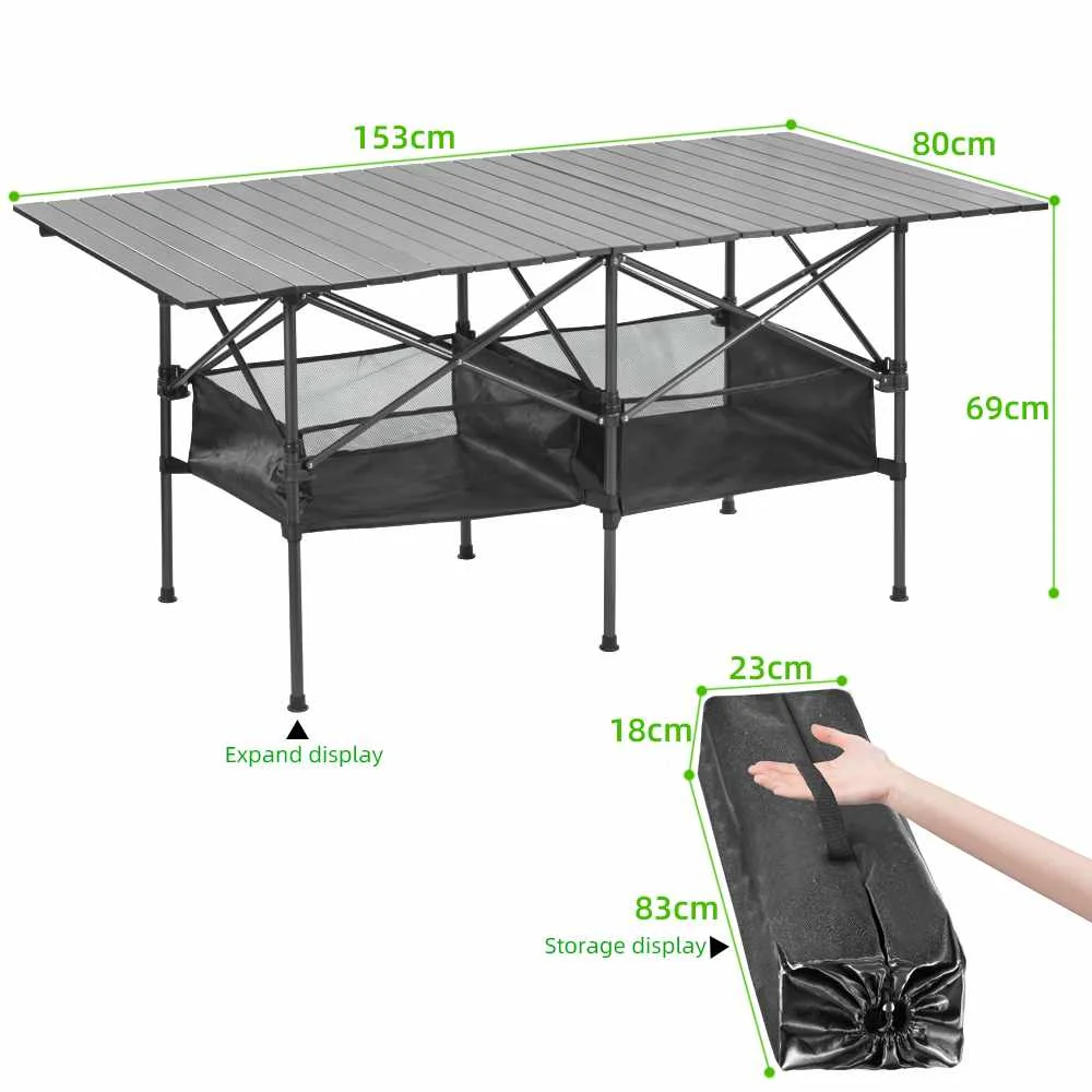 
Aluminum alloy portable barbecue table outdoor picnic table self-driving camping desk 
