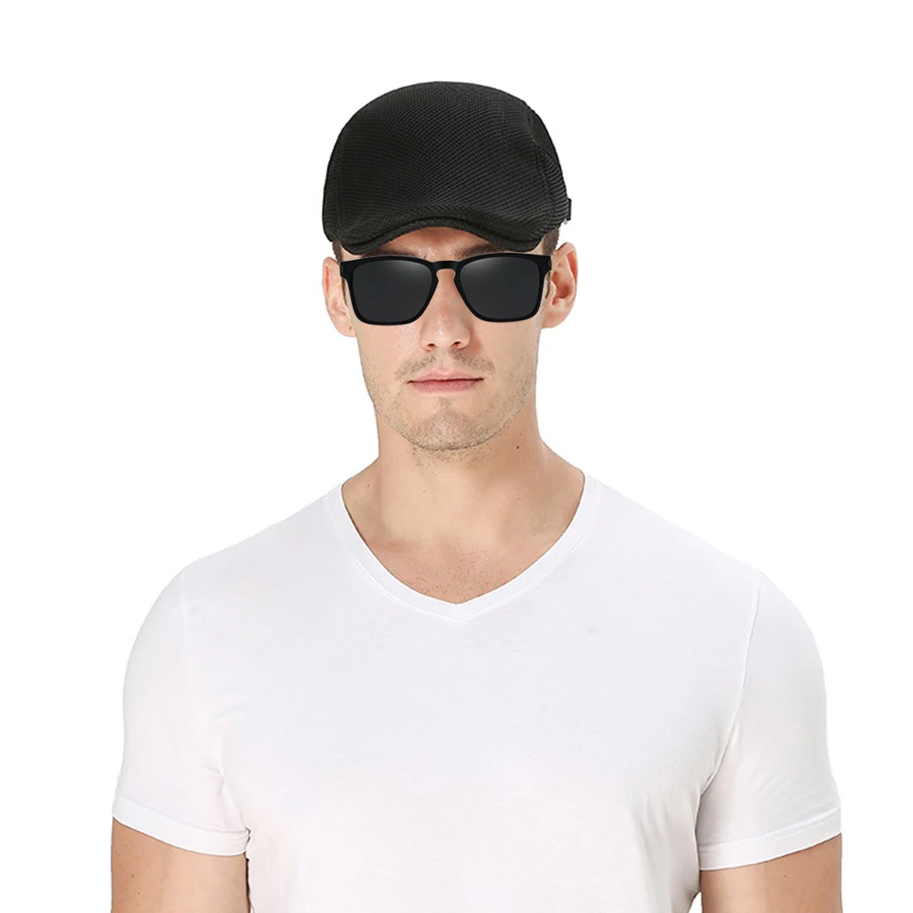Homm Custom Logo Plain Summer Men Newsboy Breathable Beret Driving Sun Flat Adjustable Beret