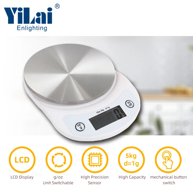 Wholesale 3KG Electronic Kitchen Food Scale Digital Round Kitchen Scale
