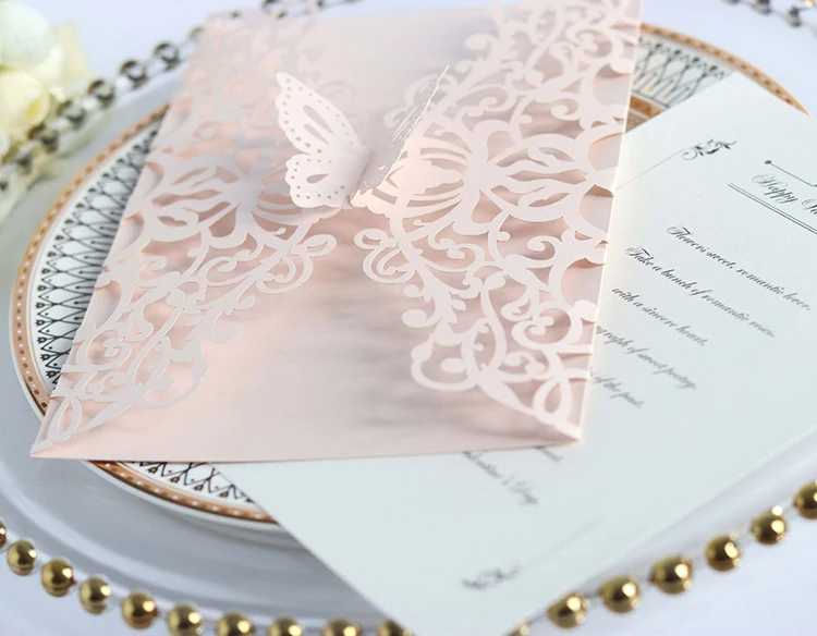 Pulling Type with Custom Logo Wedding Invitation Card Laser Cut Card with Envelope Paper Card/ Art Paper Wedding supplier Love