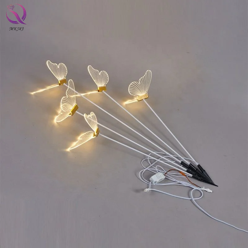New Acrylic Butterfly Lights Inserted Into The Ground Wedding Lighting Arrangement Butterfly Road Guide Light Welcome Area Decor