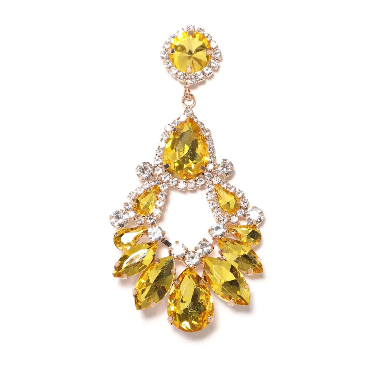 Kaimei 2023 Earring Fashion Jewelry 2023 New Rhinestone Earrings Exaggerated Luxury Water Drop Topaz Crystal Dangle Earrings