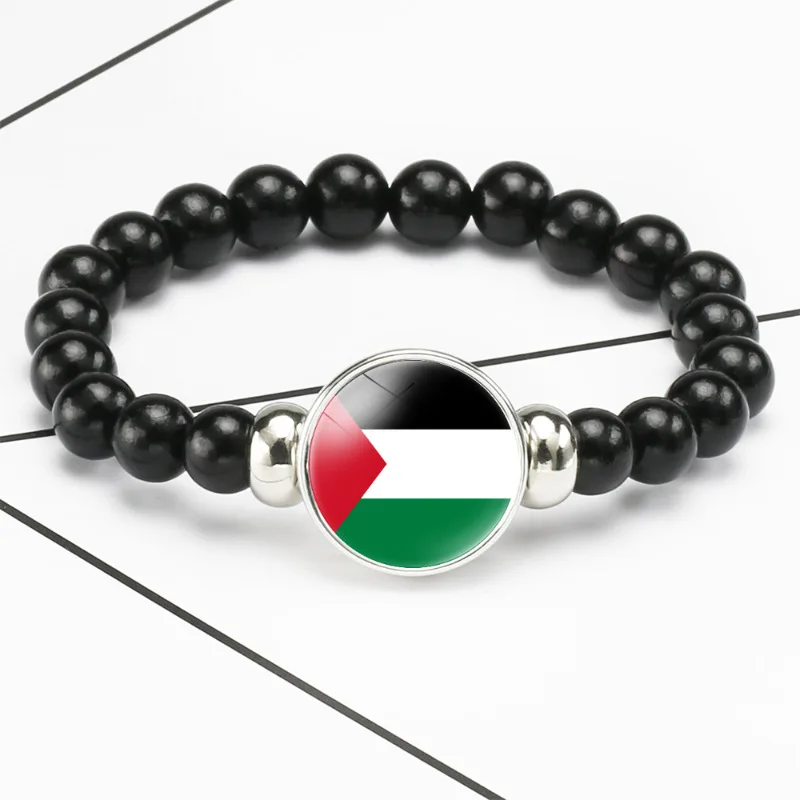Wholesale Palestinian flag multi-color beaded bracelet world flag commemorative gift elastic men and women wristband promotion