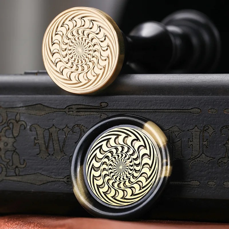 Wholesales Reincarnation Series Visual Contrast Wave Point Spiral Broken Picture Frame Wax Seal Stamp Head