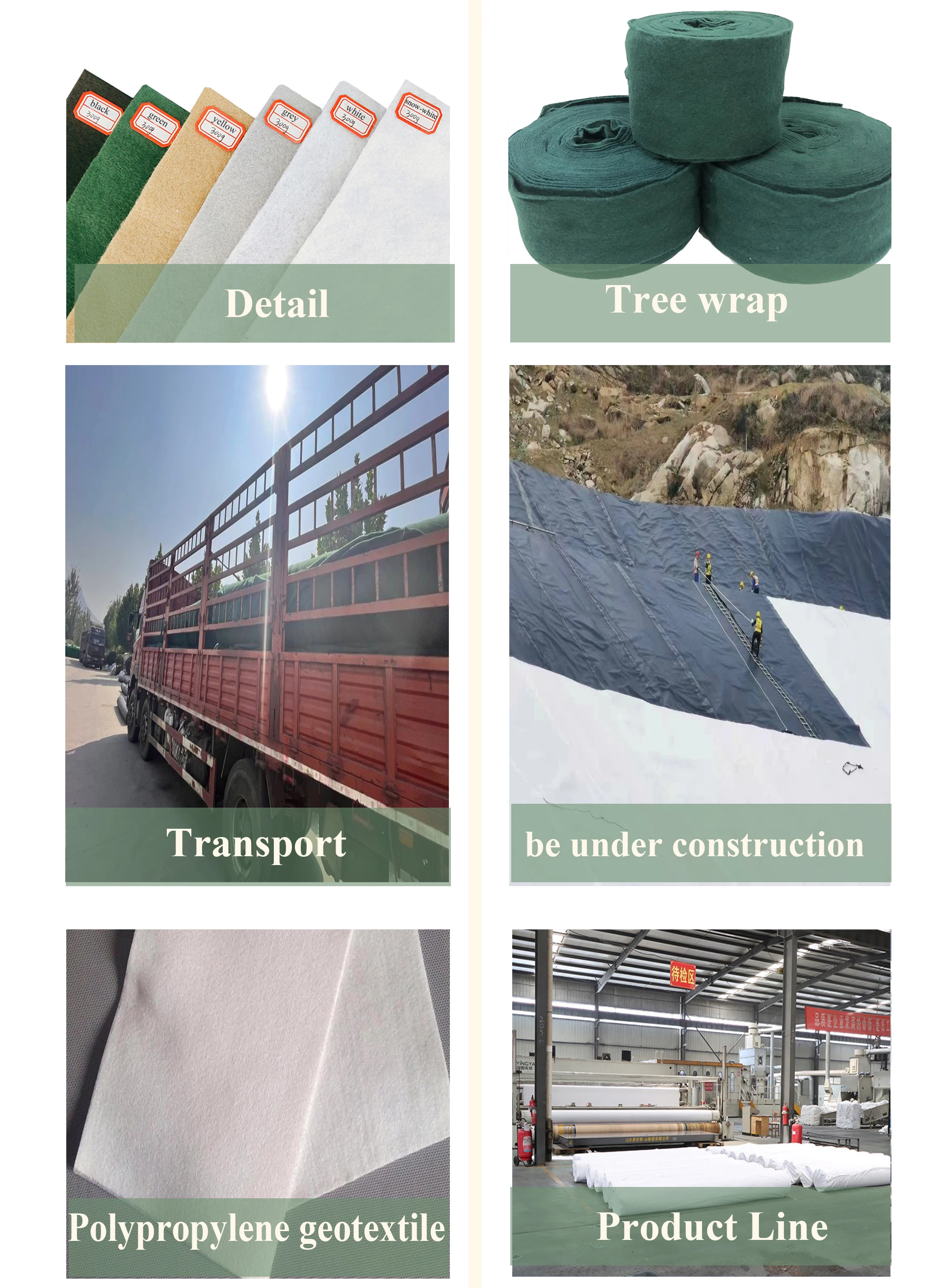 Polyester polypropylene needle punched short fiber non woven geotextile 100gsm -1000gsm