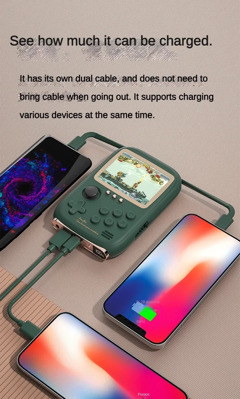 DY19 Mini Game Power Bank Portable Retro handheld Game Console 6000mAh Capacity 3.2 Inch Soft Light Color Screen 10000+ Game