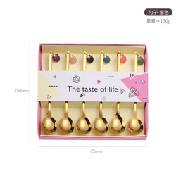 New 304 Stainless Steel Coffee Spoons Fruit Forks Gift Box Set of 6 Creative Shell Dessert Picks Household Cake Fruit Fork Spoon