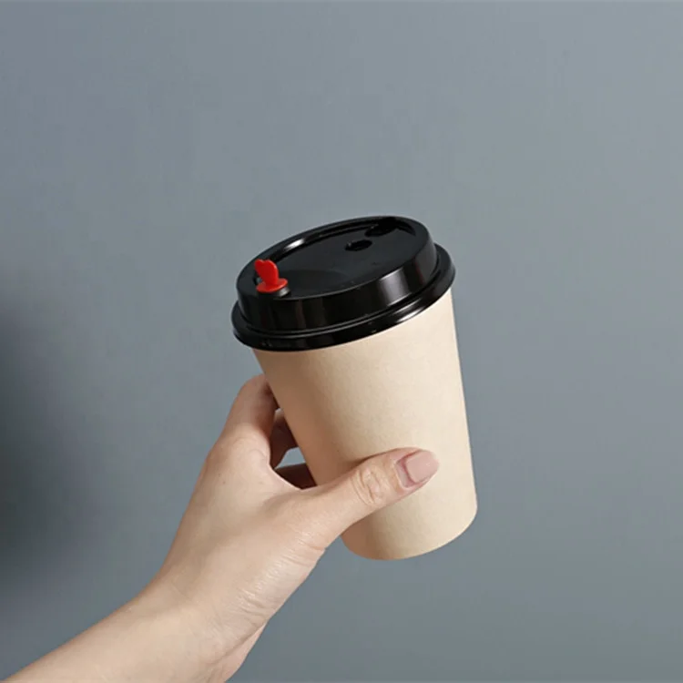 disposable PE/PLA Single Wall coffee Milk Tea bamboo fiber natural colour Paper Cup400ml  500ml