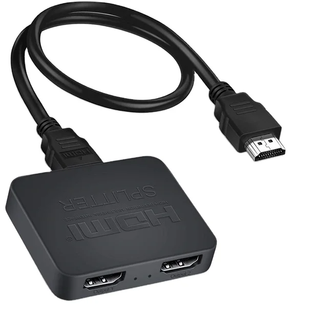 HDMI Splitter 2port for Dual Monitors Duplicate Mirror 1x2 HDMI2.0 Splitter 1 to 2 Amplifier with Scalar