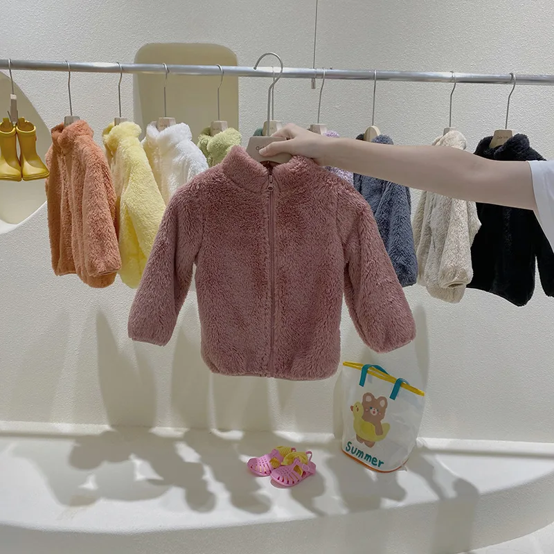 custom color Short Faux Fur Teddy sherpa Jackets faux shearling coat For kids