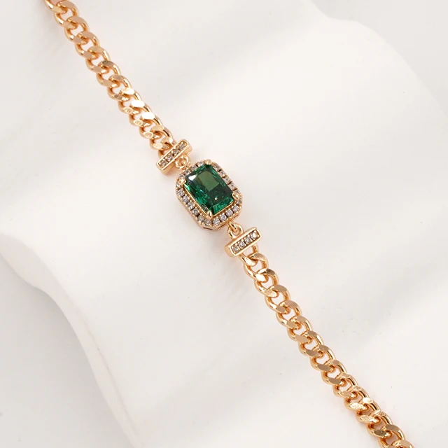 New S925 Silver Ice Flower Cut 10K Gold Emerald High Carbon Diamond Bracelet for Women-Fine Chain & Link Jewelry