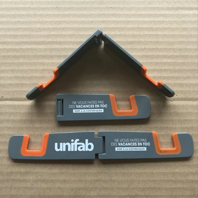Cheap Foldable Custom plastic Phone Holder hands-free Mobile phone support Cellphone stand Bracket logo print gov