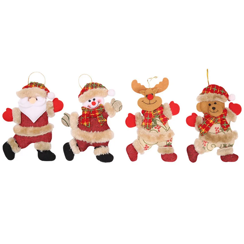 Christmas figurines dancing the elderly snowman deer bear fabric even small hanging ornaments gift Christmas tree accessories
