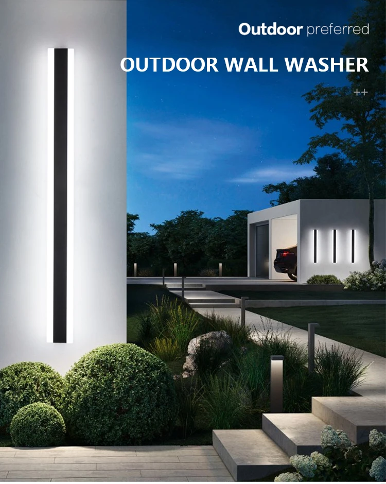 110V 220V Acrylic Modern Exterior Linear Strip Wall Lamp 3000K Warm White Outdoor Wall Sconce Long LED Wall Light