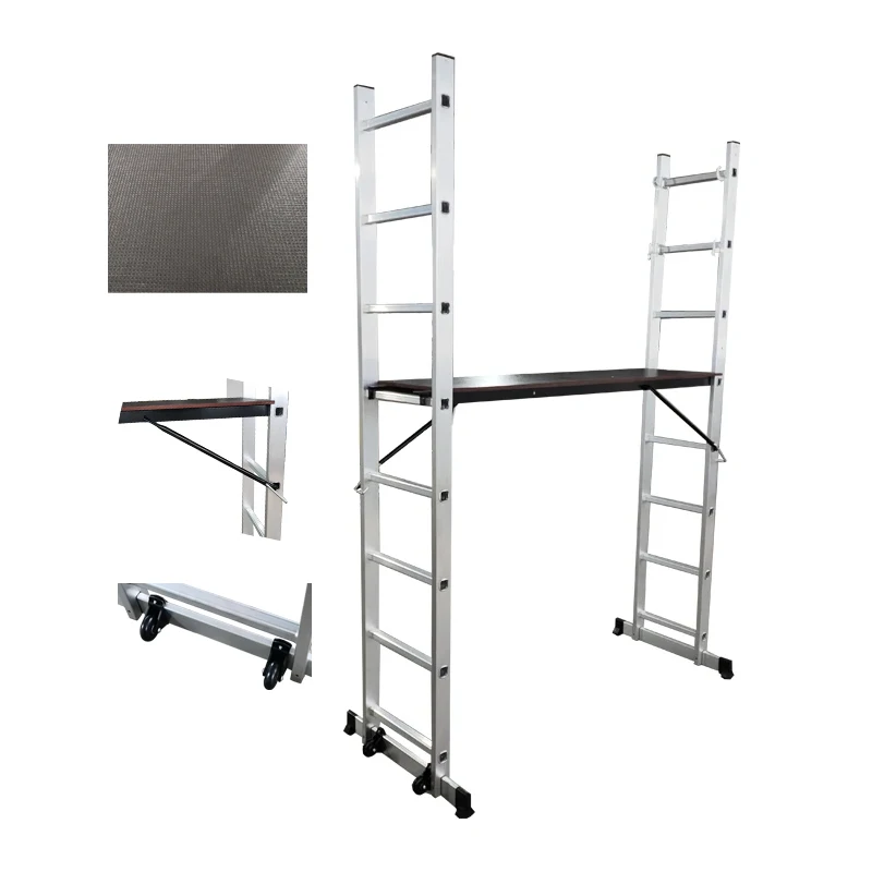 WEIKEN Professional Aluminum Frame Scaffolding Pickup Ladder Portable Scaffold Work Platform Ladder Step Combination Ladders