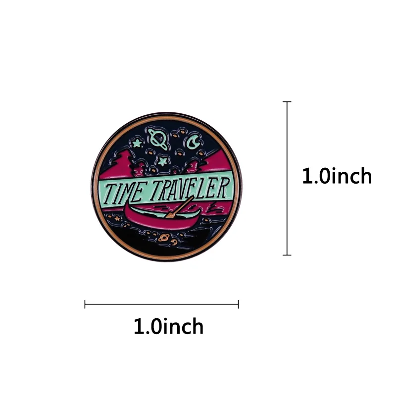 Time Traveler Lapel Pin Sci fi Space Brooch Great Gift for Adventure Friends