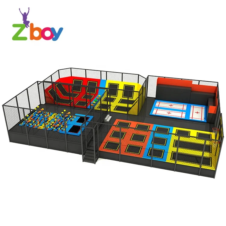 Commercial Jump Adults Large Indoor Trampoline Park Playground With Ninja Warriors
