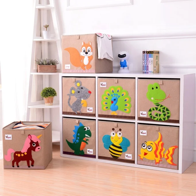 Wholesale Foldable Kids Toys Cloth Cube Storage Box Sundries Organizer Closet Basket Bins Closet Organizer Fold Box