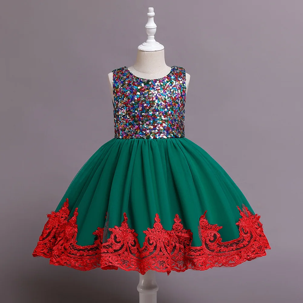 Girls Birthday Dresses Short Sleeve Sequin Princess Lovely Girl Party for 6 Years Old Baby Girls Dress Designs for Baptism Gown