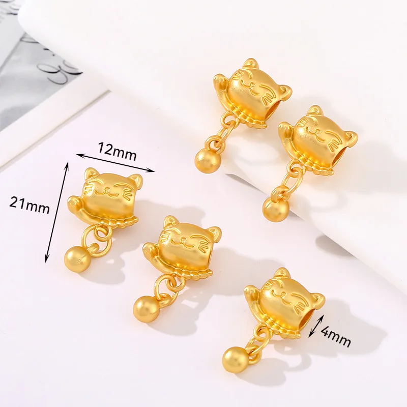 2024 Chinese Style Ancient Method 18K Real Gold Pendant Copper Plated Dripping Oil DIY Beaded Bracelet Necklace Caps