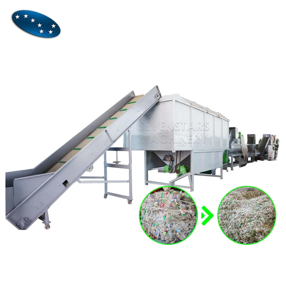 300-5000kg/h waste plastic PET bottle crushing washing recycling machine line
