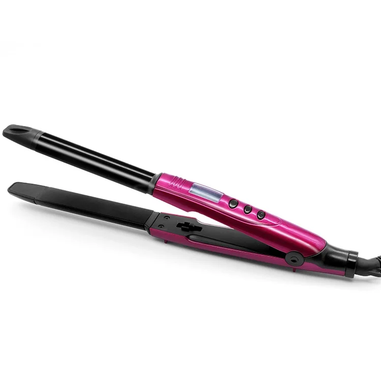 
2 In 1 Hair Straightener Iron Ceramic Hair Straightening Curling Crimper Mini Flat Iron Styler 